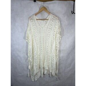 Crochet Cover Up Shaw Beige Size M